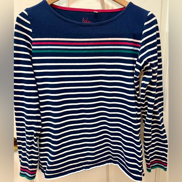 Boden Top Size 6 Navy with Stripes 100% Cotton - Picture 1 of 5